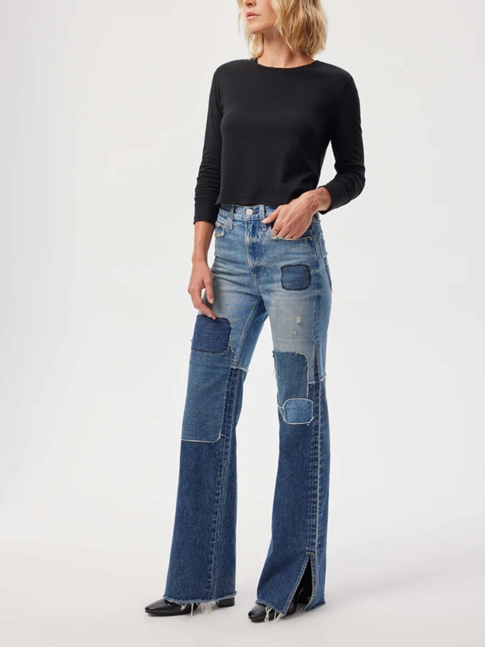 AMO Jane Yesterday Patchwork High Rise Jeans Size 32 Limited Edition